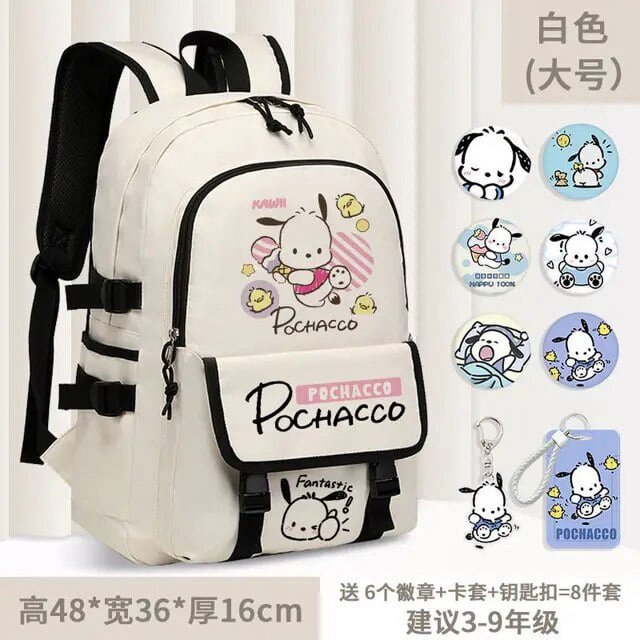 New Sanrio Kawaii Pochacco Backpack Boys and Girls Student Cartoon Backpack Lightweight Large Capacity Backpack Gift