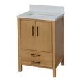 thumbnail image 5 of California 24" Bathroom Vanity with Blonde Veneer Cabinet and Matte White Top, 5 of 7
