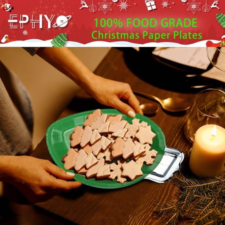 SHILIU-48pcs Christmas Paper Plates Multi-color Disposable Dinner Party Plates Oval Holiday Dinnerware for Dessert Salad Appetizer Cookies