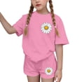 thumbnail image 6 of Amidoa Girls Summer 2 Piece Outfits Cute Floral Short Sleeve and Casual Shorts Kids Clothing Pink Size 3T, 6 of 8