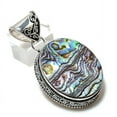 thumbnail image 2 of Natural Abalone Shell Gemstone Handmade 925 Sterling Silver Pendant 1.89", 2 of 2