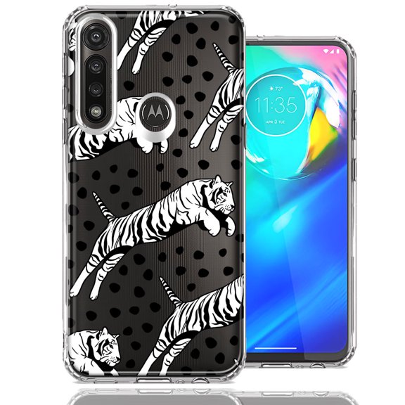 MUNDAZE For Motorola Moto G Power Tiger Polkadots Design Double Layer Phone Case Cover
