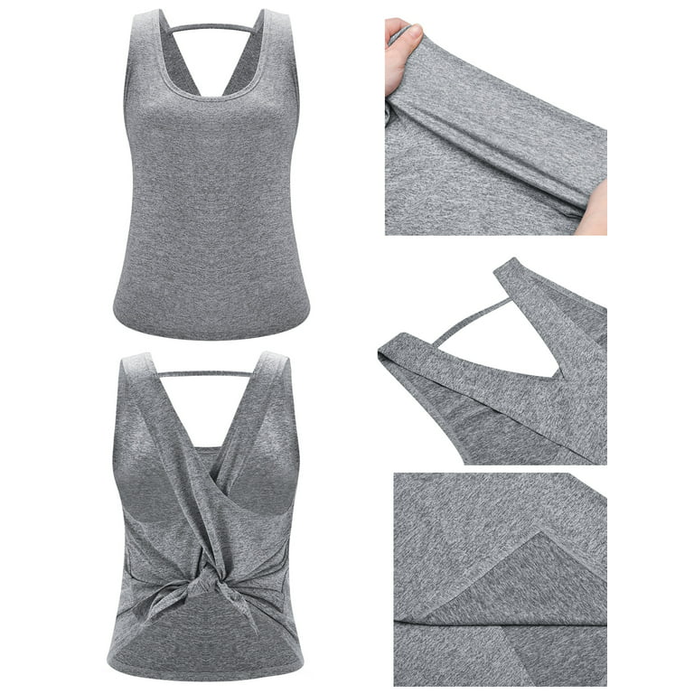 YouLoveIt Women Workout Top Tank Vest Open Back Knot Workout Crop Tops  Dailywear T-shirt Women Sleeveless Tank Tops Vest Stretch Exercise Workout