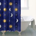 thumbnail image 4 of Blue Gold Sun Moon Star Pattern Shower Curtain 36"x72" ,Bathroom Decorative Shower Curtains Set with 12 Hooks,Modern Waterproof Washable Shower Curtain, 4 of 6