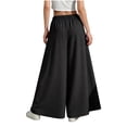 thumbnail image 5 of Lenpel Girls' Palazzo Pants Kids Ice Silk Elastic High Waisted Pull on Wide Leg Pants Baggy Casual Trousers, 5 of 5