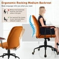 thumbnail image 5 of Gymax Velvet Home Office Chair Swivel Adjustable Task Chair w/ Wooden Armrest Orange, 5 of 10