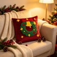 thumbnail image 5 of Soft Velvet Round Tufted Throw Pillow with Star Snowflake Ball Motifs, Christmas Embossed Decorative Cushion for Sofa Couch Bed and Living Room Decor (Multicolor), 5 of 6