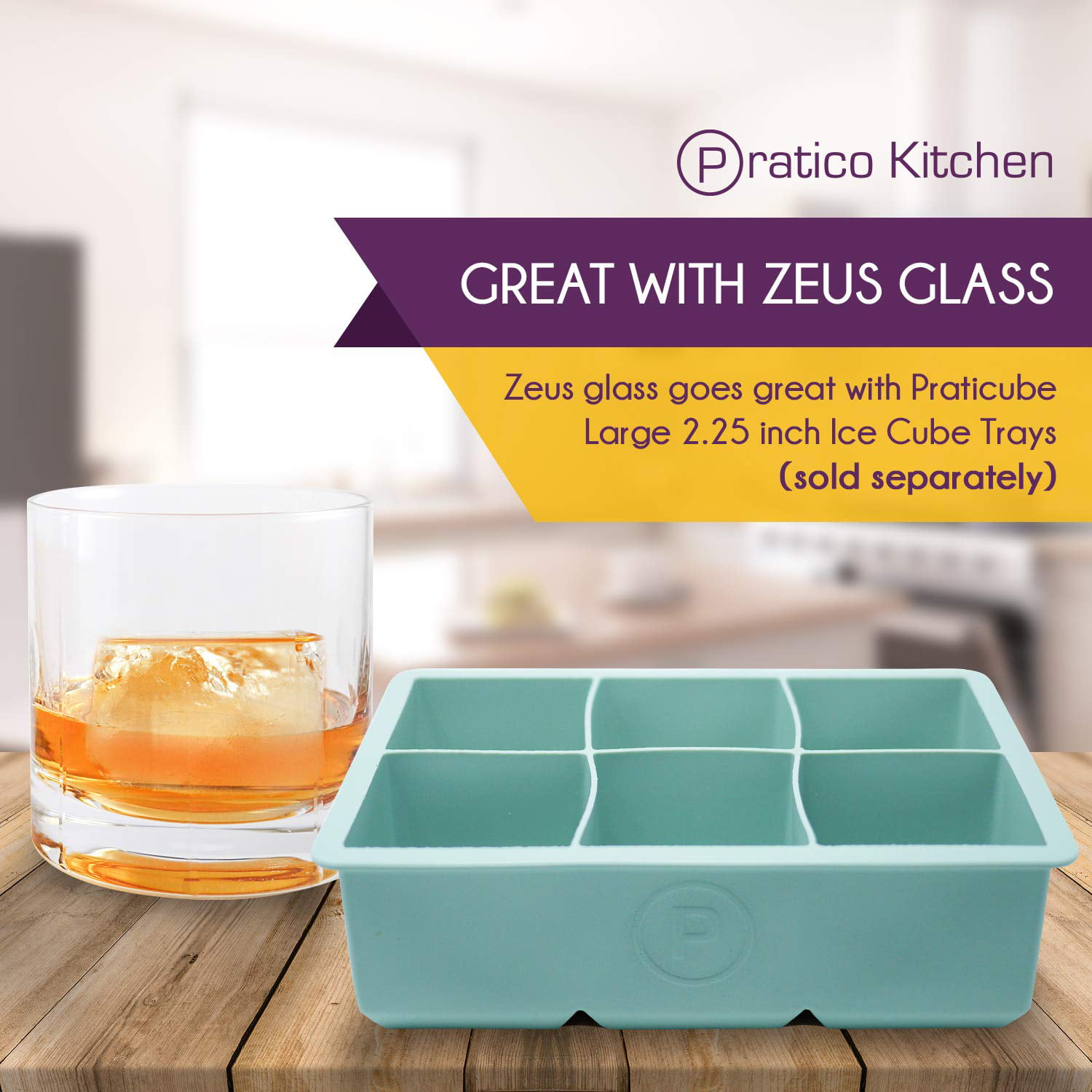 Large Ice Cube Mold Makes 4 Big Ice Cubes Keep Drinks Chilled with  Praticube Large Ice Cube Tray - CPCW0037SG - IdeaStage Promotional Products