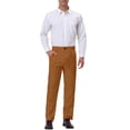 thumbnail image 2 of INSPIRE CHIC Men's Formal Flat Front Straight Fit Solid Prom Dress Pants 38 Light Brown, 2 of 6