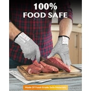 2 Pairs Evridwear Cut Resistant Gloves with Silicone Grip Dots ( Gray+Gray,S)