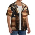 thumbnail image 3 of Zufioo Deer American Flag Vintage Print Mens Button Down Short Sleeve Shirt,Classic Plaid Shirt,Mens Accessories Fashion Shirt-Small, 3 of 6