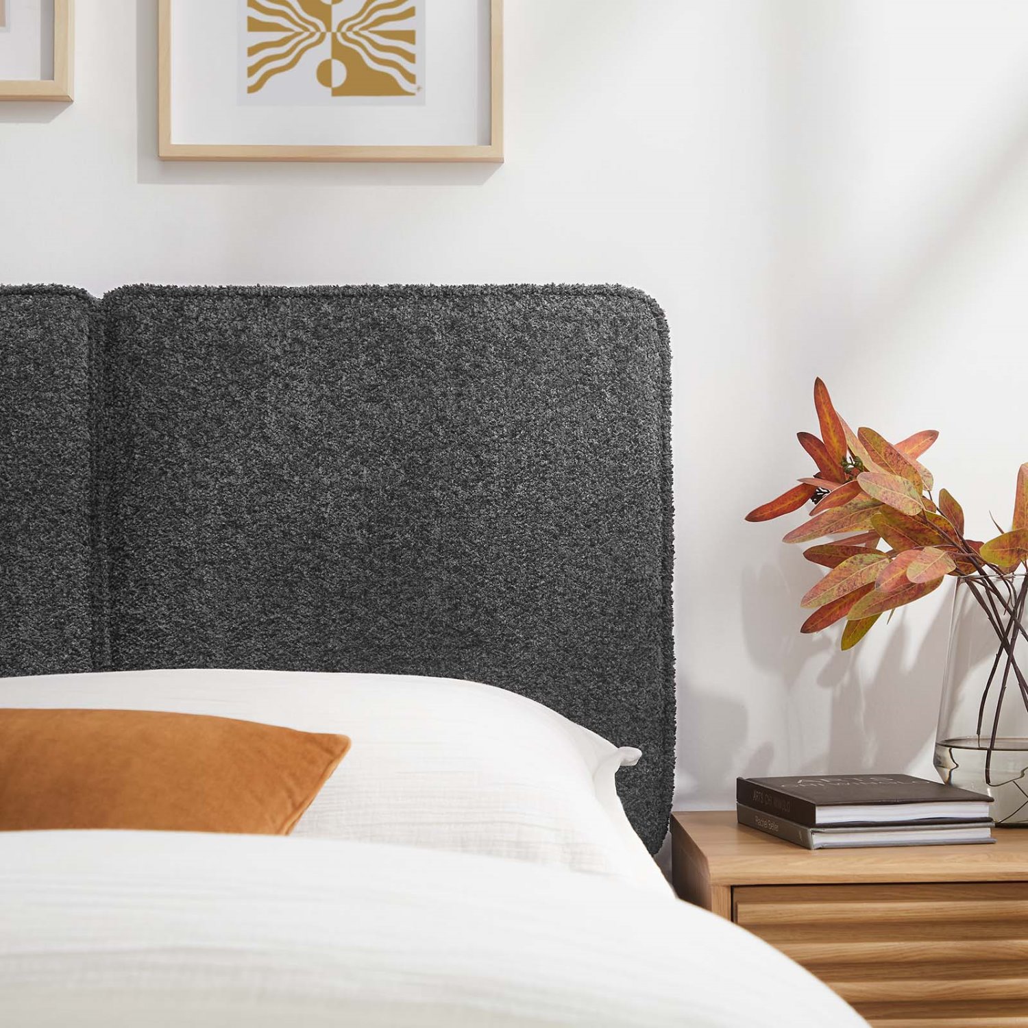 Headboard, Twin Size, Grey Gray, Fabric, French Bedroom, Modern Contemporary HB36838