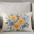thumbnail image 3 of Yellow Blue Floral Throw Pillow Cover 20 x 36 Inch Decorative Pillow Cover Eucalyptus Leaves Botanical Lumbar Pillowcase Seasonal Rectangle Cushion Case for Couch Sofa Bed Living Room, 3 of 7