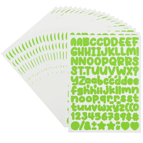 Uxcell 20 Sheets Letter Stickers 1/2 inch Small Vinyl Letter Number Stickers for Scrapbooking Bottle Classroom Decor Light Green