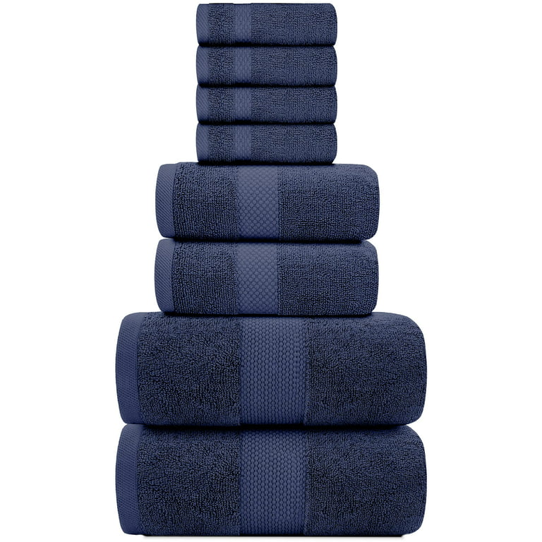  Luxury Bath Towels Extra Large Fluffy — Set of 2 Plush Hotel  Towel for Bathroom Luxury — Made from Soft Superior Turkish Cotton, Thick,  Absorbent, Easy Dry, Durable (Navy Blue 