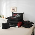 thumbnail image 4 of 7Pcs Sugar Skull Queen Comforter Set,Gothic Skeleton Floral Bedding Sets,Romantic Death Love Bed In A Bag,Spooky Rose Valentine'S Day Quilt with Flat Fitted Sheet for Couple Women Men, 4 of 5