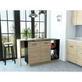 thumbnail image 2 of TUHOME Sicilia Two-Door Kitchen Island In Black-Light Oak - Engineered Wood, 2 of 10