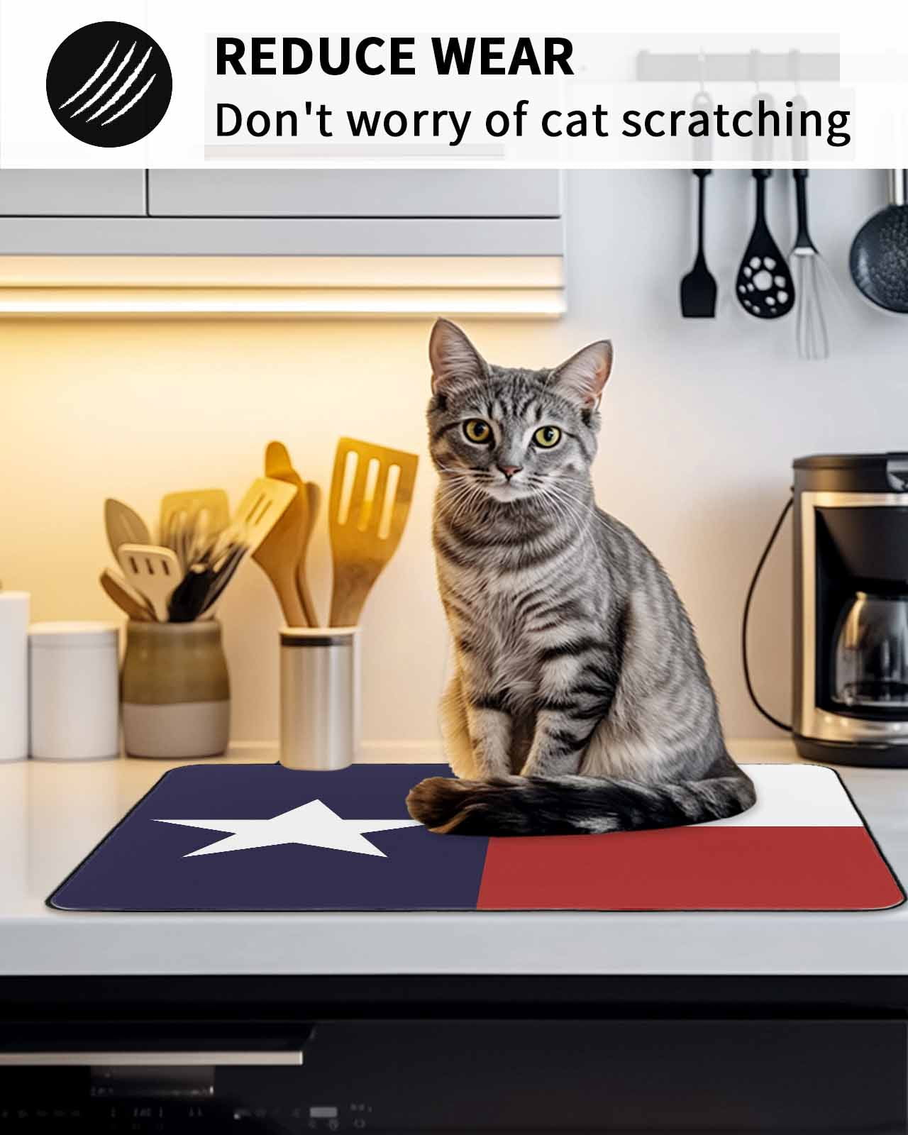 Stove Top Covers for Electric Stove,Blue Red White Texas Flag with Star Glass Stovetop Cover Protector,Minimalistic Geometric Stripe Cooktop Protector Oven Mat for Kitchen Countertop 24"x21"