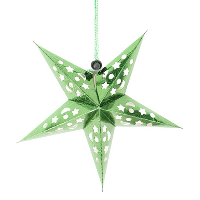 Papel estrella 3D cuelga pantalla de estrella de cinco puntas hueca decoración del árbol de Navidad 45cm