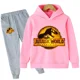 thumbnail image 3 of Conjunto de 2 piezas de sudadera y pantalón con estampado de dibujos animados de dinosaurios de Jurassic World para niños y niñas, moda de otoño y primavera, 3 of 5
