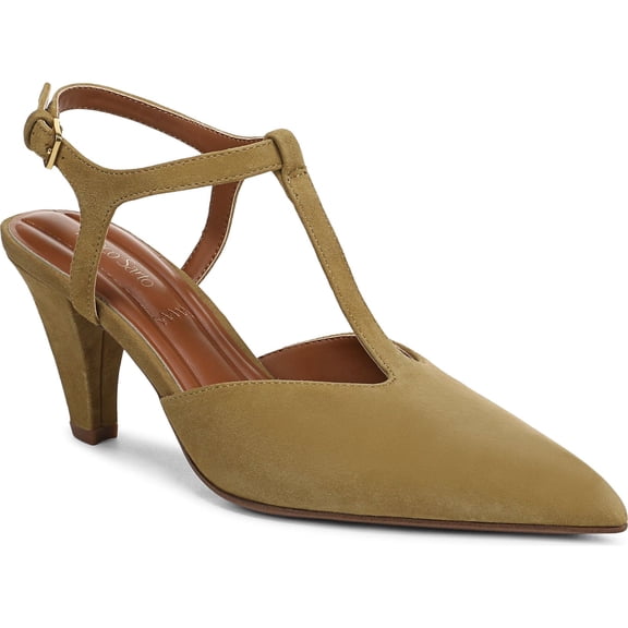 Franco Sarto Women's Ovett Pointed Toe T-Strap Pump Mustard Brown 8.5M