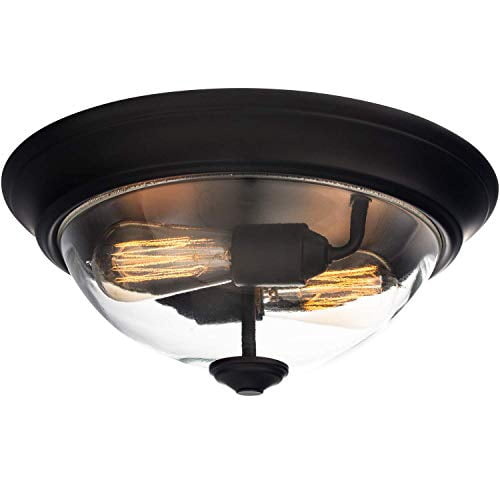 Prominence Home 13” Flush Mount Indoor Glass Ceiling Light, Madalyn, 51379-01, Bronze