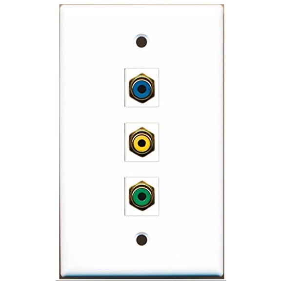 RiteAV - 1 Port RCA Yellow and 1 Port RCA Green and 1 Port RCA Blue Wall Plate