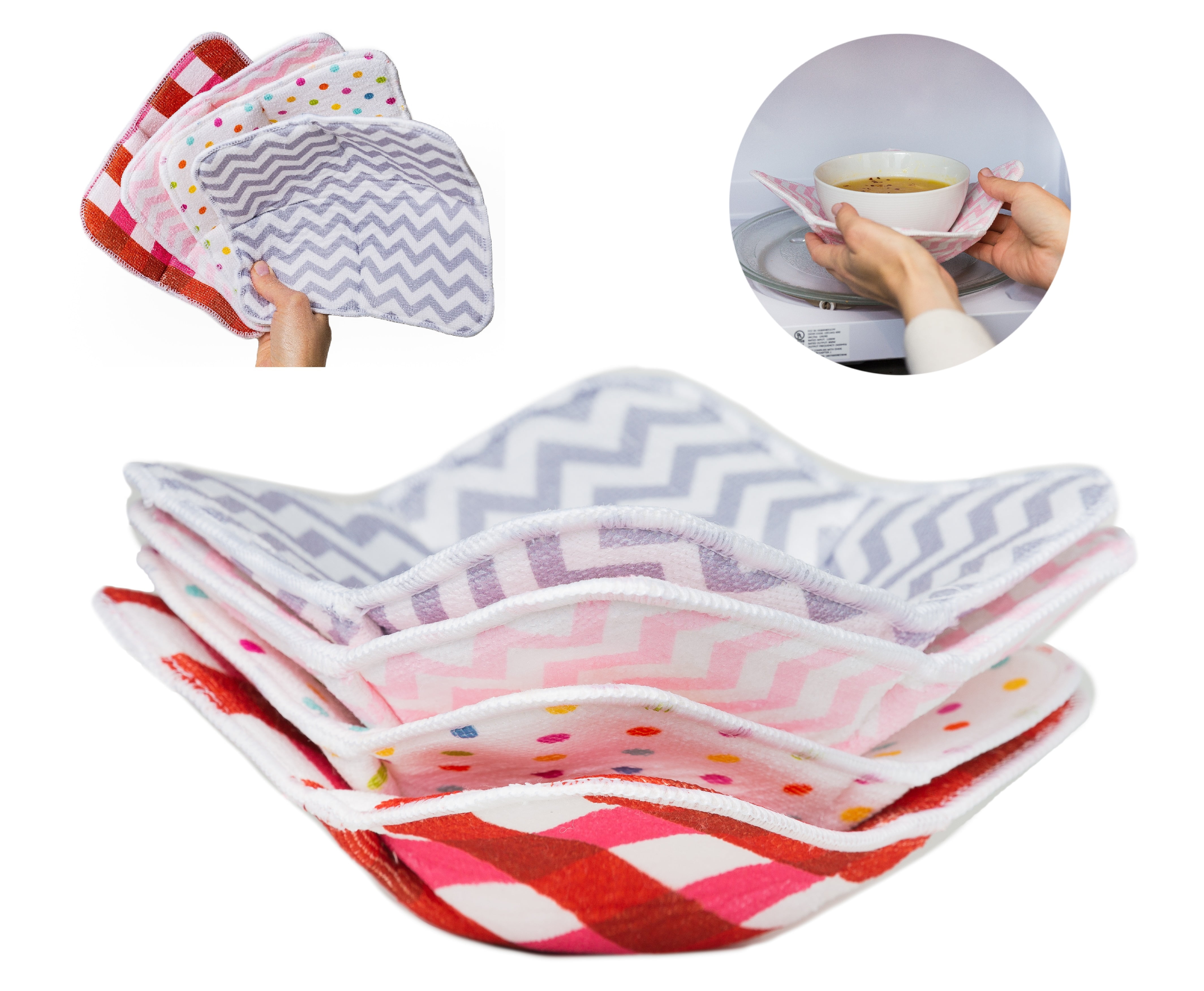 Microwave Bowl Huggers, MultiColor Set of 4 Microwave Bowl Holder