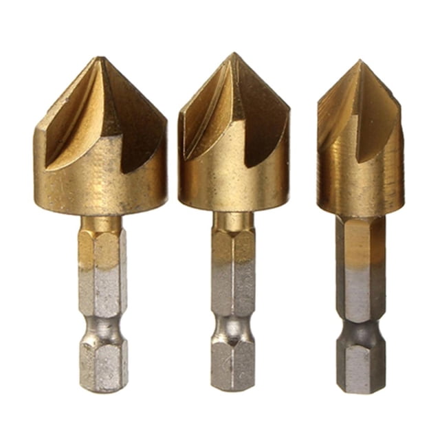 Broca de Fresa de Extremo HSS de Vástago Hexagonal de 1/4 '' Fresa de Extremo de 5 Bisedo de 90 degree , 12mm 16mm 19mm 12 mm 16 mm 19 mm DYNWAVEMX broca avellanadora hss