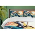 thumbnail image 3 of Ambesonne Nautical Duvet Cover Set, Archer Wild Cat on a Whale, Calking, Teal Purple and Orange, 3 of 6