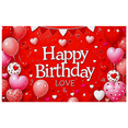 thumbnail image 2 of Red Love Themed Happy Birthday Banner with Heart Balloons and Decorations Background Backdrop Party Supplies Photography Props Birthday Decoration Birthday Party Decorations, 2 of 8