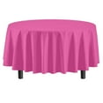 thumbnail image 2 of Exquisite Premium 84" Round Plastic Tablecloth - Hot Pink Solid, 2 of 7