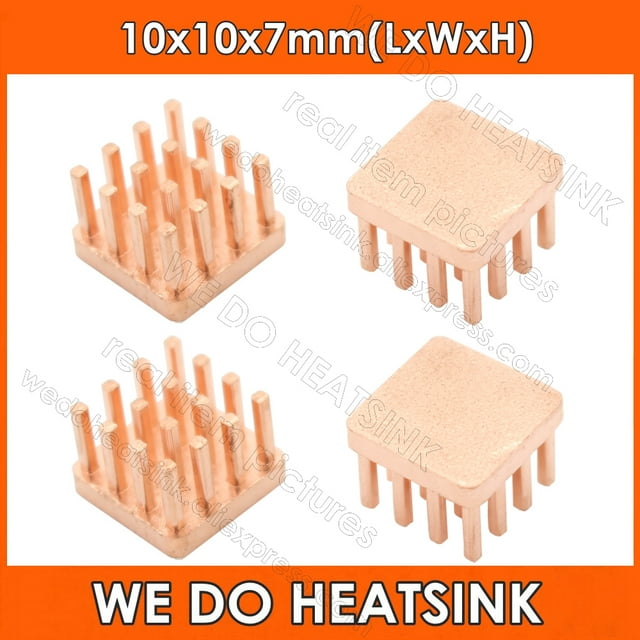 10x10x10mm Without or With Thermal Pad Small Square Pin Fins Copper Heatsink Cooler Radiator Without Pad 2pcs