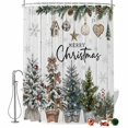 thumbnail image 2 of Farmhouse Christmas Shower Curtains for Bathroom, Winter Xmas Tree Pine Fruits Wooden Grain Waterproof Fabric Shower Curtain, Decorative Bathroom Curtain for Bathtub, 72"x72", No Hooks Included, 2 of 9