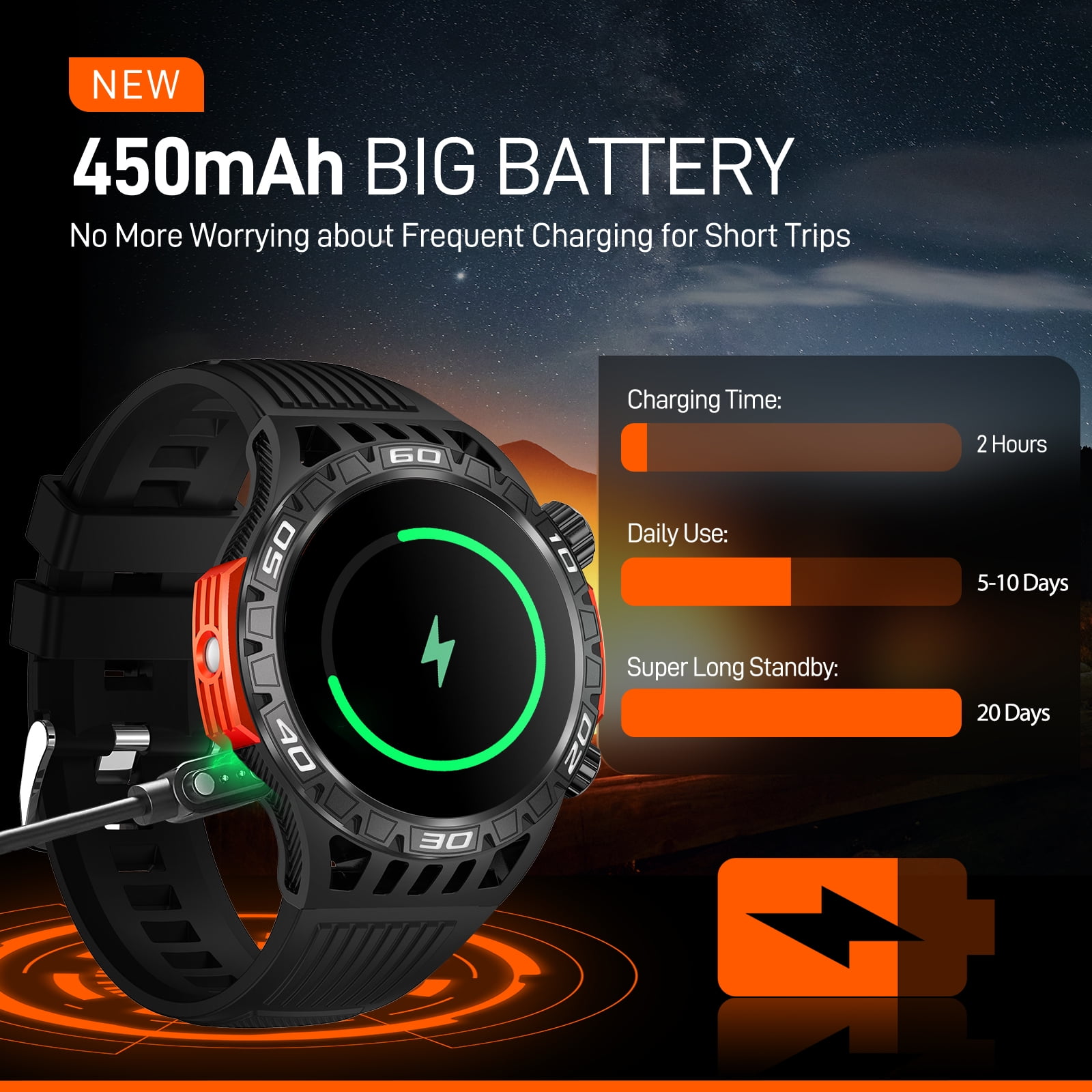 Military Smart Watch for Men with LED Flashlight Compass, Tactical Sport Smartwatch Activity Tracker with Sleep Monitor, 1.46" HD Rugged Bluetooth Smartwatch for Android iOS