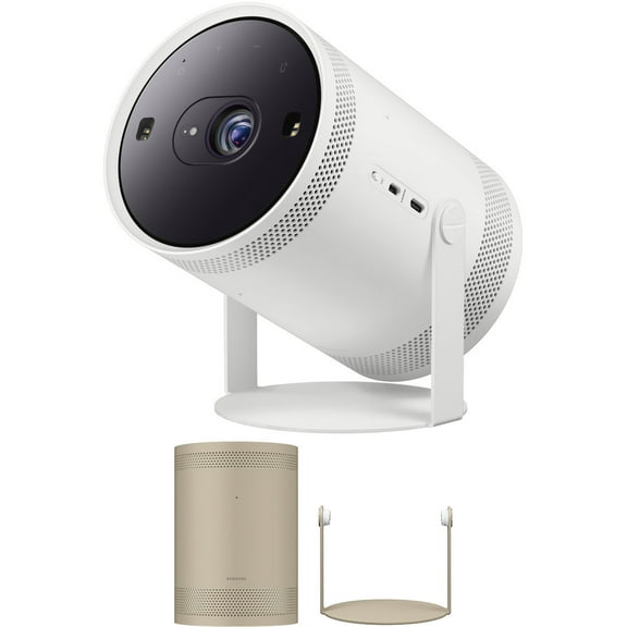 Samsung SP-LFF3CLAXXZA 30-100 Inch The Freestyle Gen2 Smart Projector with a Samsung VG-SCLB00YS The Freestyle Skin and Cradle - Coyote Beige (2023)