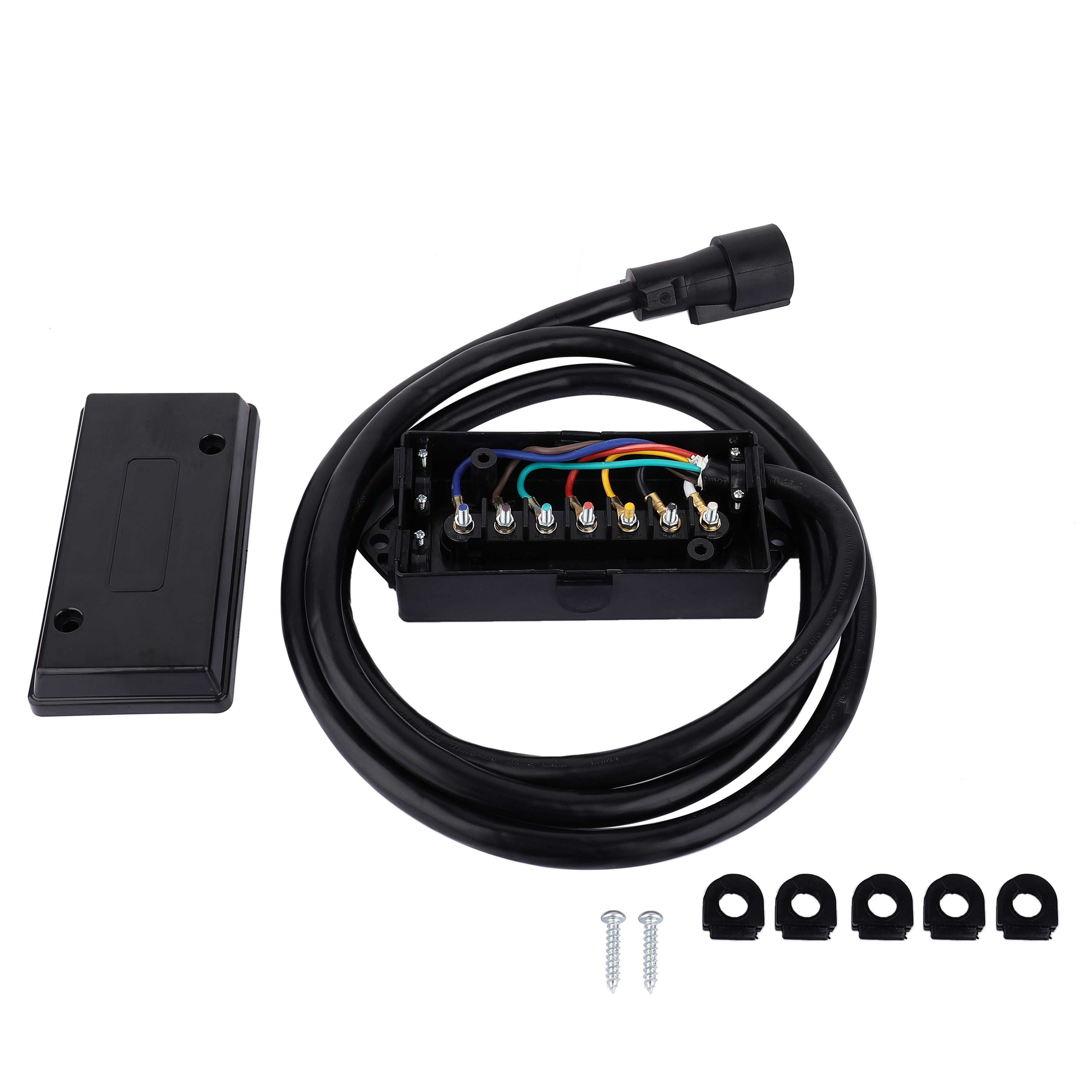 SCITOO 8Foot 7Way Trailer Cord Wire Harness Cord Molded RV Cable Heavy Duty 7 Way Trailer Wire