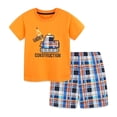 thumbnail image 5 of Ulanda Toddler Boys Little Monster Embroidered Truck 2-Pieces Cotton T-Shirt and Shorts Summer Outfit Set (Orange, 6-7 Years), 5 of 9