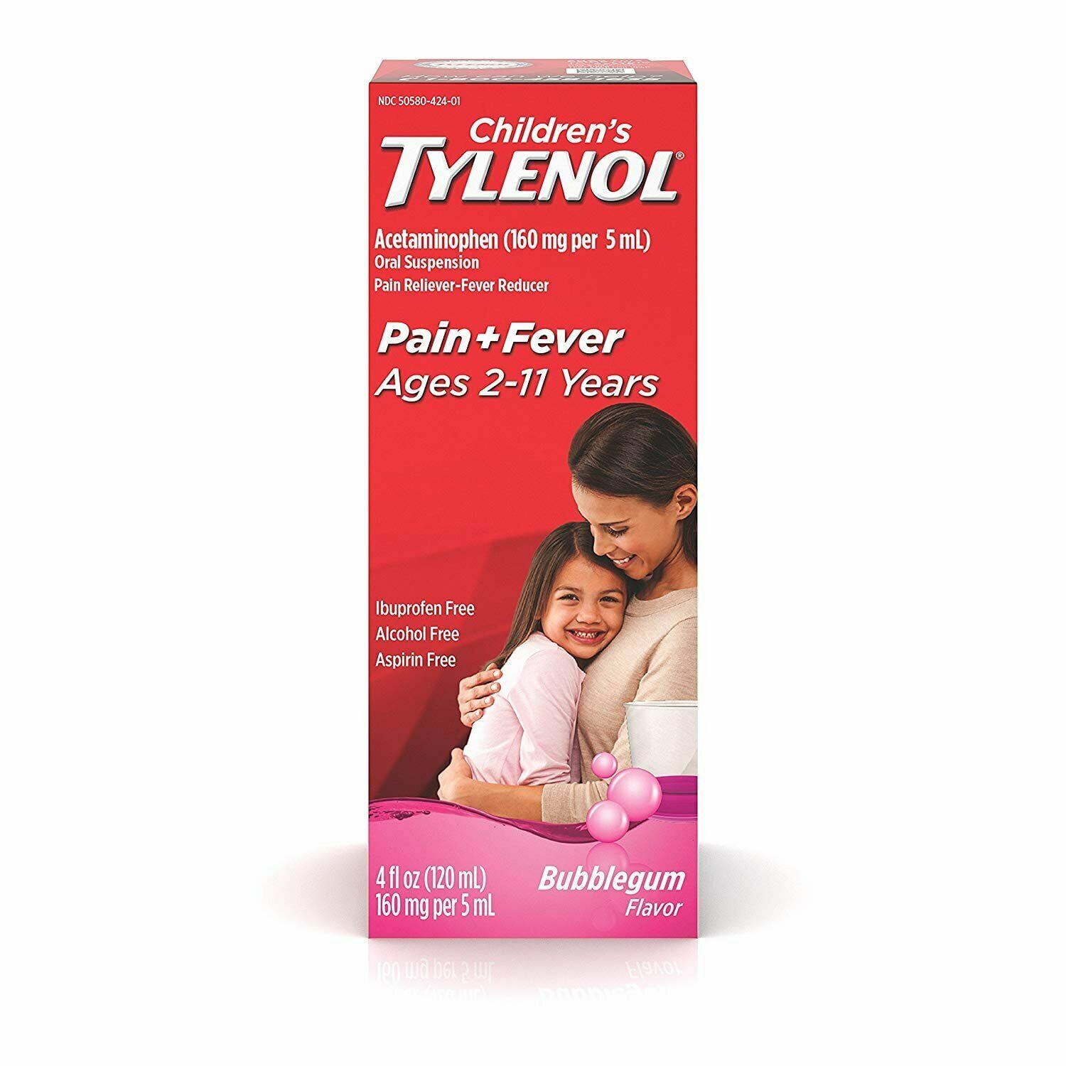 TYLENOL Children's Oral Suspension Cold & Flu, Bubblegum Flavor 4oz, 2-Pack