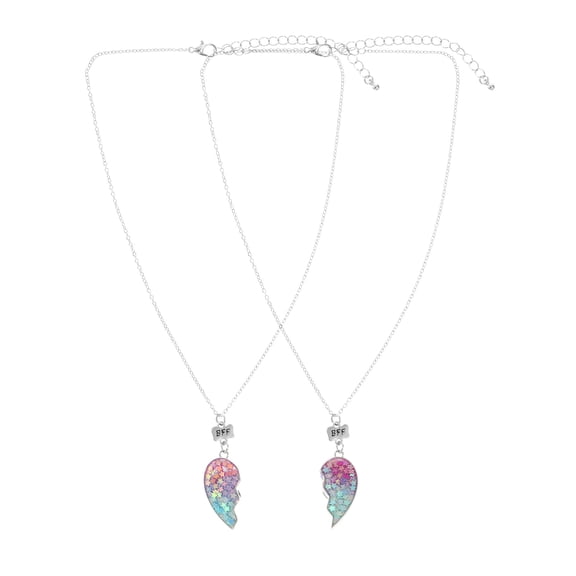 Wonder Nation Girl's BFF Heart Necklace Set, Friendship Necklaces, Set of 2