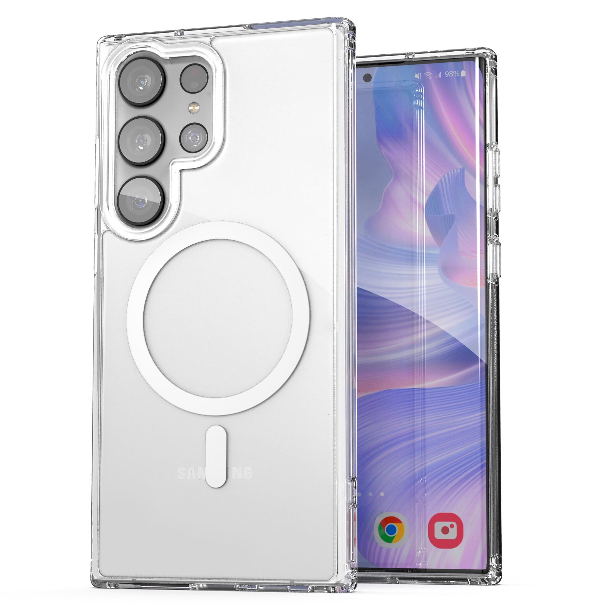 Encased Magnetic Case with Wireless Charger - Designed for Samsung Galaxy S23 ULTRA - Protective Hybrid Design, Compatible with MagSafe, Crystal Clear (S23-ULTRA 6.8 inch 2023)