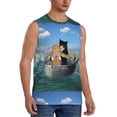 thumbnail image 2 of Bingfone Two Brave Cats Are Floating On The Sea Iceberg Pattern Men's Tank Tops Workout Sleeveless Tee Shirts Running Beach Tanks for Men-Medium, 2 of 8