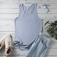 thumbnail image 7 of Women Summer Tops Women Sleeveless Summer Casual Tops O Neck Solid Color Casual Shirts Loose Fit Blouse Women's Shirts Sleeveless Tunic Loose Fit Tank Top Dresses for Clothes Woman Denim Grey 2XL, 7 of 7
