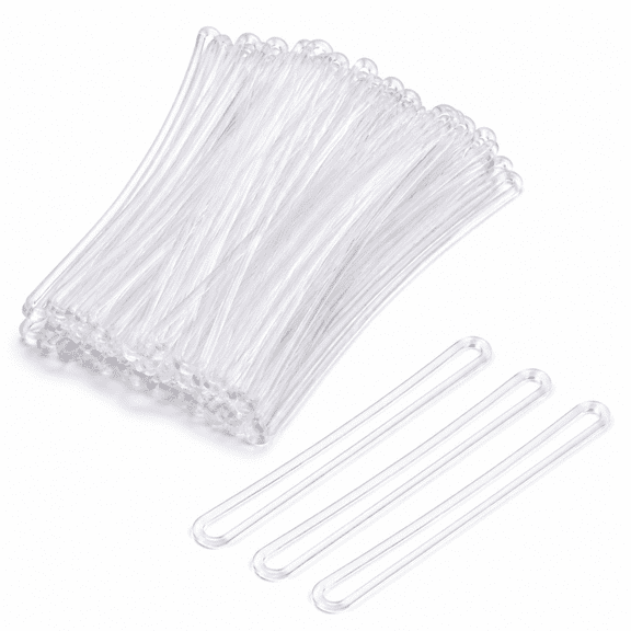 100 Pack Clear Plastic Luggage Straps, Bag Tag Loops for Luggage Tags, Identification Card ID Holder Strap, 6 Inch