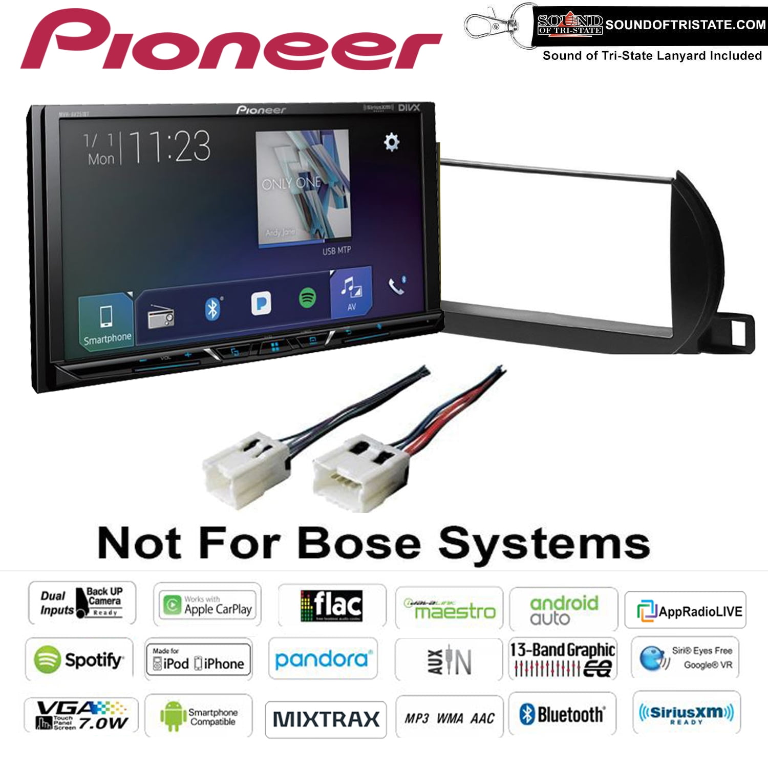 Pioneer MVHAV251BT Digital Media Receiver CarPlay fits 0204 Nissan