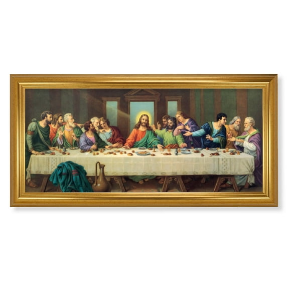 Last Supper Picture Framed Wall Art Decor Extra Large, Classic Gold-Leaf Fluted Frame