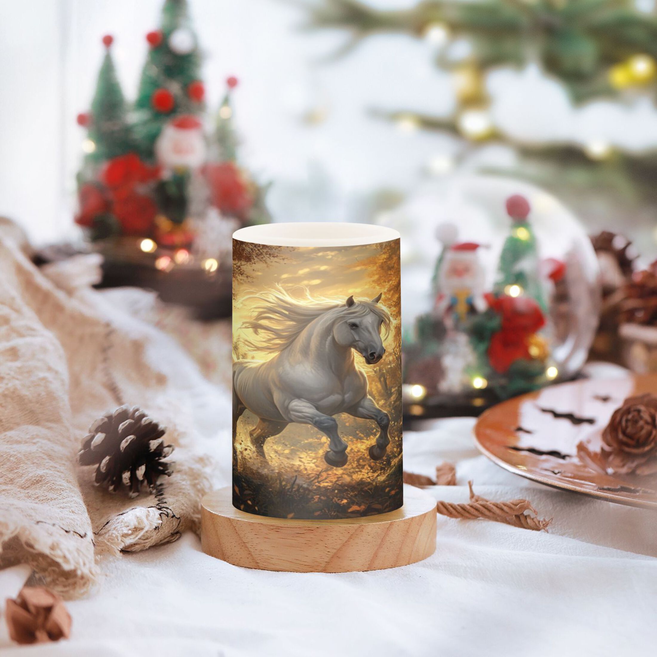 Flameless Candles Lights, Pack of two LED Lights, Dimmable LED Pillar Candles Battery Operated, Flames Remote Control A White Horse