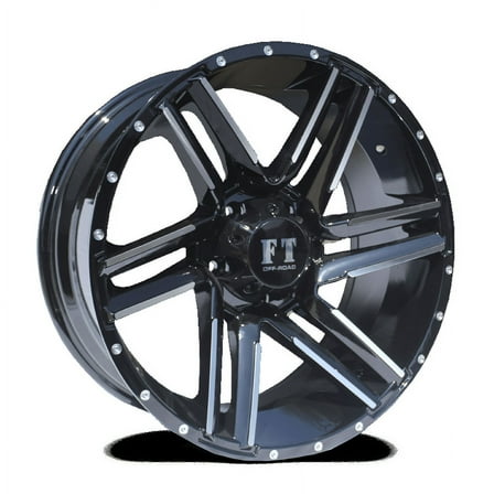 20X9.0 6-135 OFF ROAD FT-7 Black / Machined Wheel 0/87.1