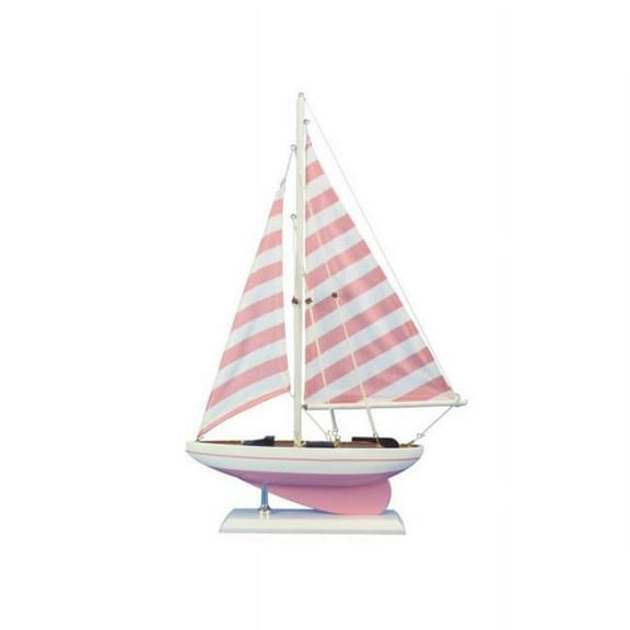 Handcrafted Model Ships  17 in. Wooden Pretty in Pink Model Sailboat - Pink - 17in.