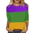 thumbnail image 1 of PMUYBHF Hauts pour Femmes Col Rond Manches Trois-Quarts Blouse Confortable à Imprimé Floral T-Shirts 838 L, 1 of 4
